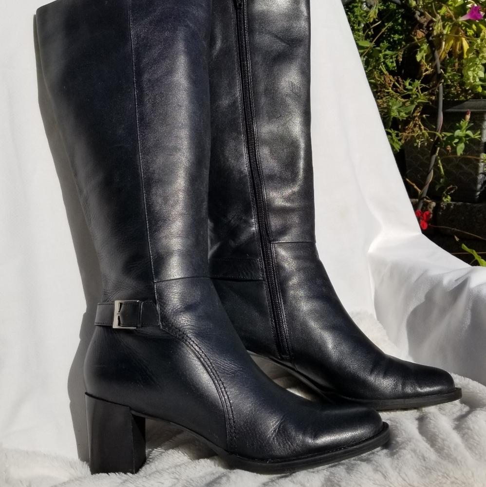 Black Leather Tall Boots size 9.5